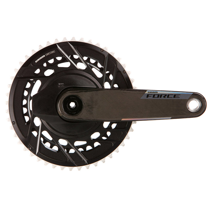 SRAM, Force 2x Powermeter E1, Power Meter Crankset, Speed: 12, Spindle: 28.99mm, BCD: Thread Mount, 50/37, DUB, 160mm, Black, Road