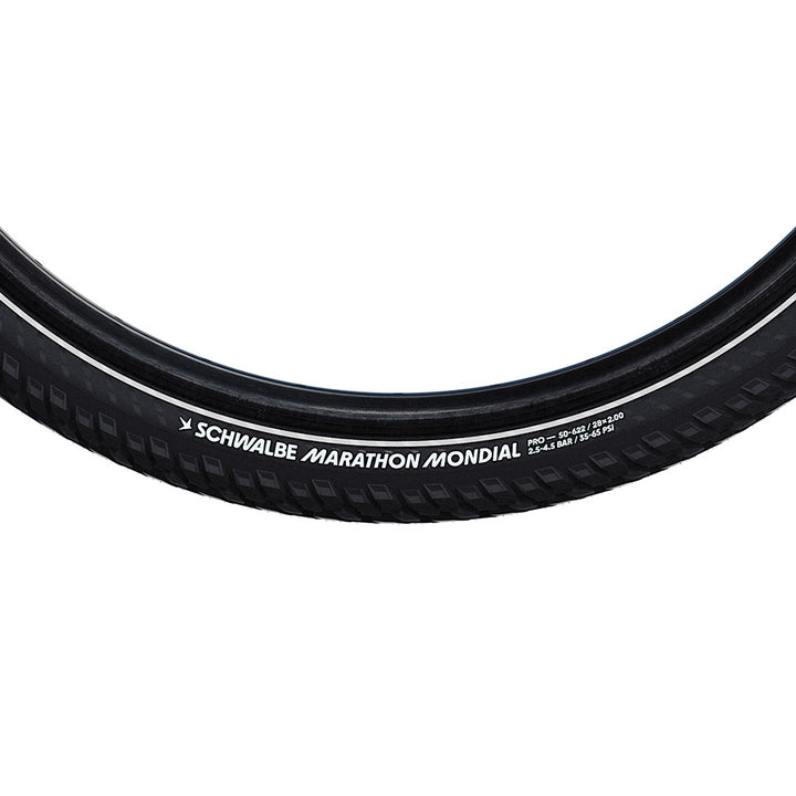 Schwalbe, Marathon Mondial, Hybrid Tire, 700x50C, Wire, Clincher, Addix, RaceGuard, Reflex, 67TPI, Black