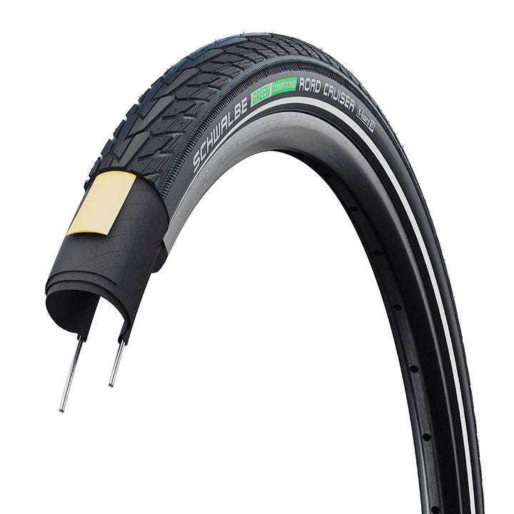 Schwalbe, Road Cruiser, Road Tire, 700x32C, Wire, Clincher, GreenCompound, K-Guard, TwinSkin, 50TPI, Black
