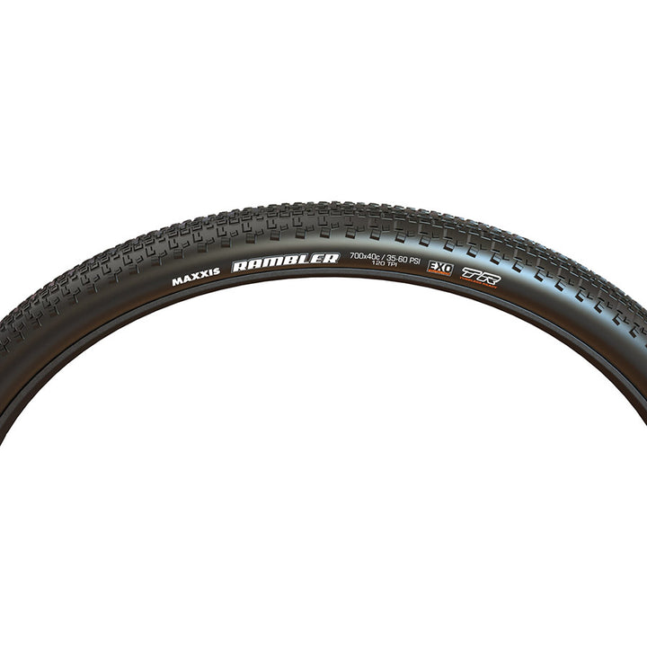 Maxxis, Rambler, Gravel Tire, 700x50C, Folding, Tubeless Ready, HYPR-X, EXO, 120TPI, Black