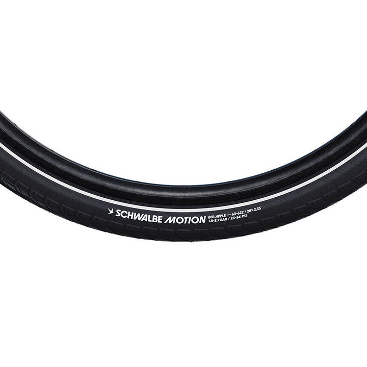 Schwalbe, Motion Big Apple, Hybrid Tire, 14x2.00, Wire, Clincher, Addix Green, RaceGuard, Reflex, 67TPI, Black