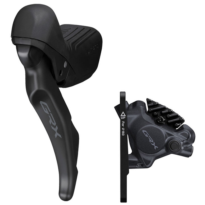 Shimano, GRX ST-RX610/BL-RX610/BR-RX410, Road Hydraulic Disc Brake, Front, Flat mount, 160mm (not included), Black, IRX6103DLF6SC100A