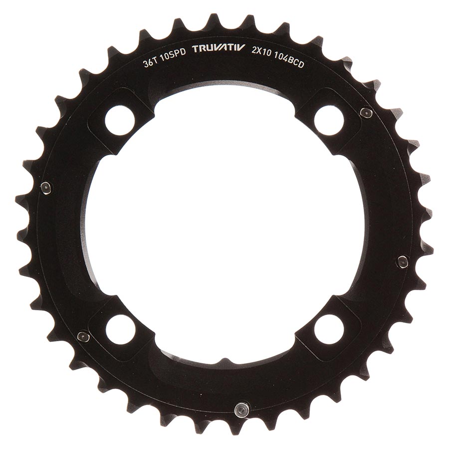SRAM, 36T, 10 sp, BCD 104mm, 4-Bolt, Outer Chainring, For L-pin GXP, Aluminum, Black, 11.6215.188.430