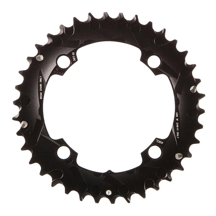 SRAM, 36T, 10 sp, BCD 104mm, 4-Bolt, Outer Chainring, For L-pin GXP, Aluminum, Black, 11.6215.188.430