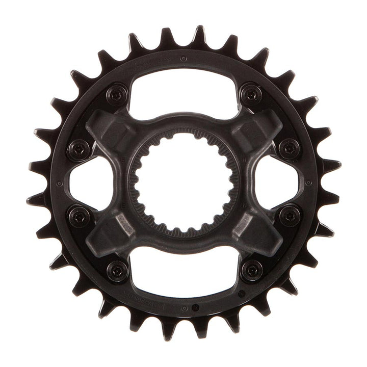Shimano, XT SM-CRM85, Chainring, Teeth: 28, Speed: 12, BCD: Direct Mount, Aluminum/Composite/Steel, Black